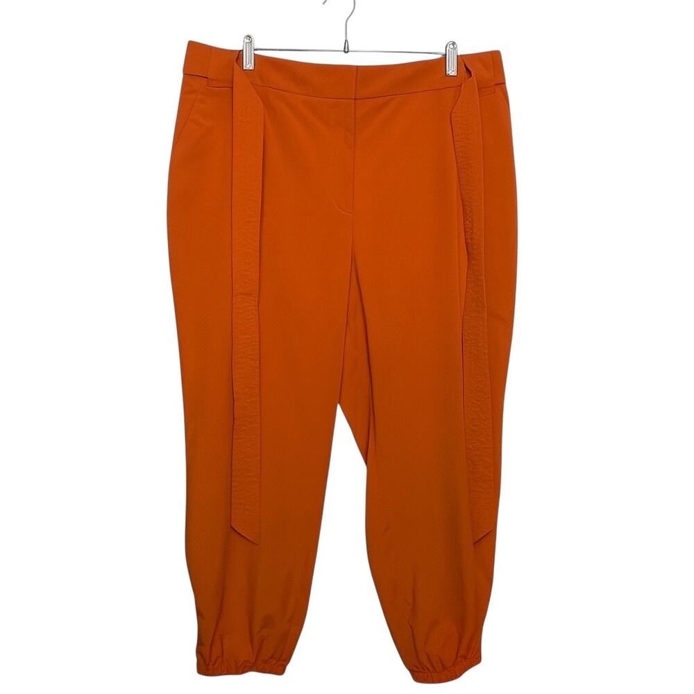 The Limited Plus Size 20W Orange Tapered Pants Belted Ankle Cuffs Elastic